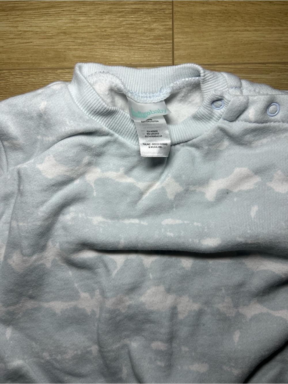Light Blue Baby Sweatshirt with White Shark Motif - Picture 4 of 6